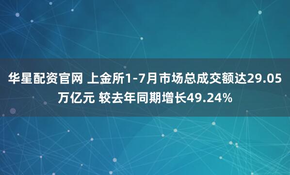 华星配资官网 上金所1-7月市场总成交额达29.05万亿元 较去年同期增长49.24%